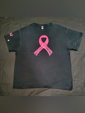 Amazon Emlpoyee Stronger Together Cancer Awarness Black/Pink T-Shirt Unisex XL